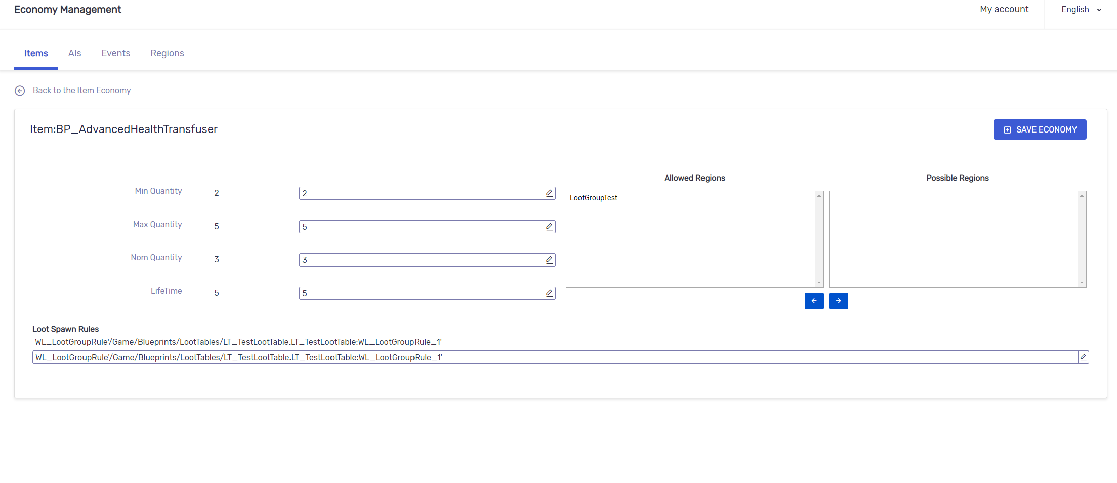 Dynamic Economy Management - Manageable during Uptime without restarts